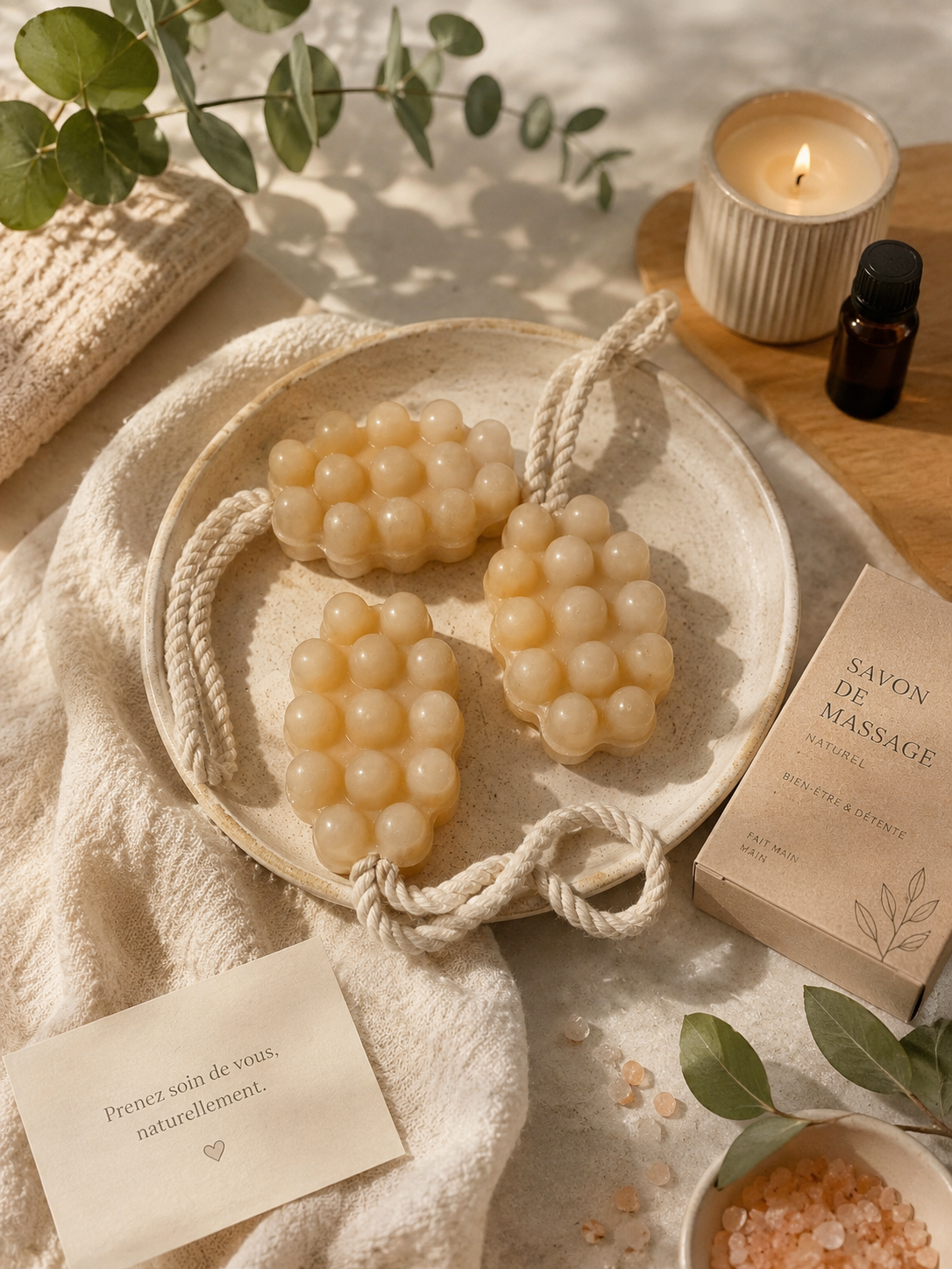 Savon de Massage 🌺 Senteur Monoï – 125 g