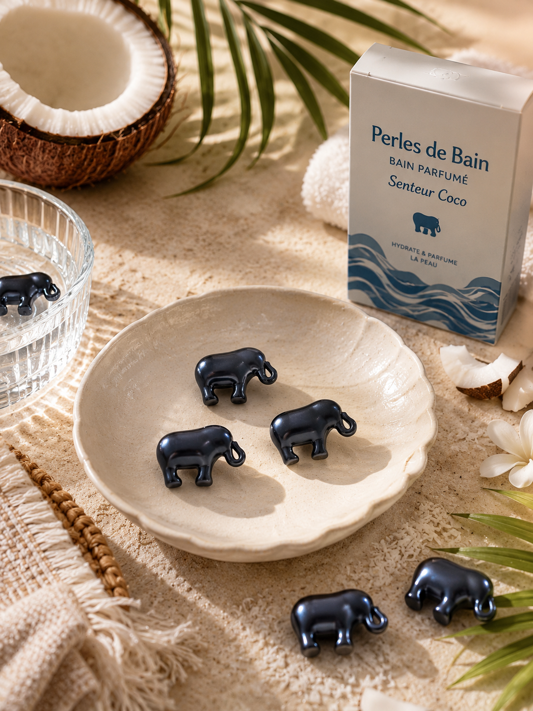 Perles de Bain 🐘 Forme Éléphant – Senteur Coco