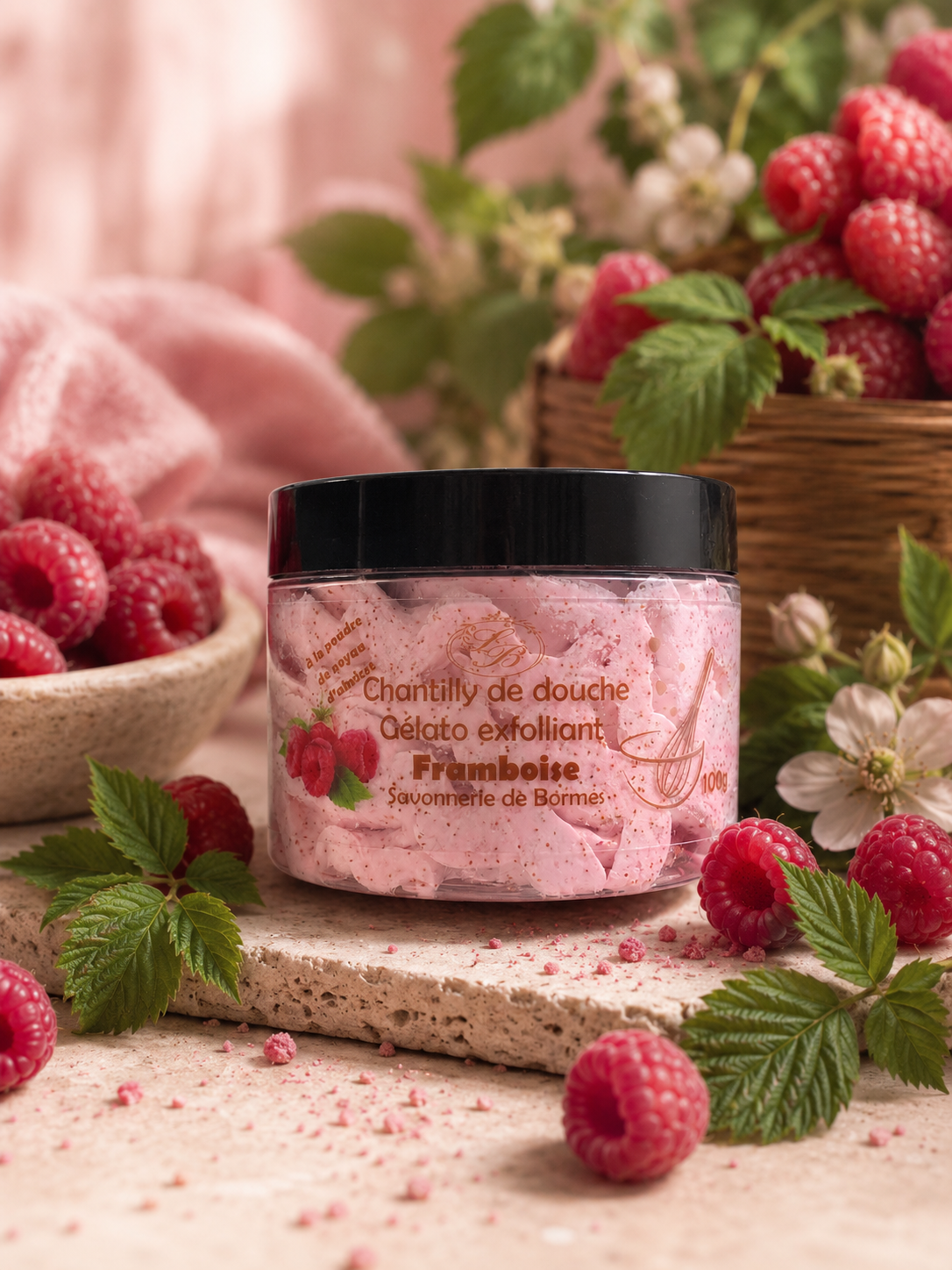 🍓 Chantilly de Douche Exfoliante – Framboise ✨